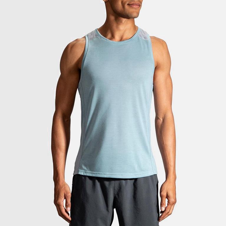 Brooks Distance NZ - Men's Running Tank Top - Blue (35298-MVNC)